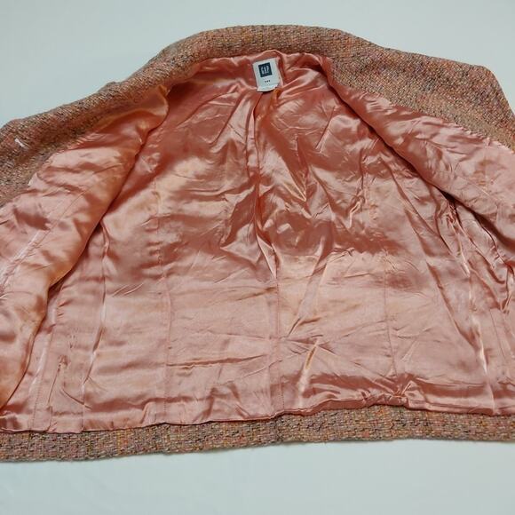 Gap Vtg Women Blazer Size 8P 3 Button Tweed Blush Pink Crop Acetate Lining - Picture 8 of 12